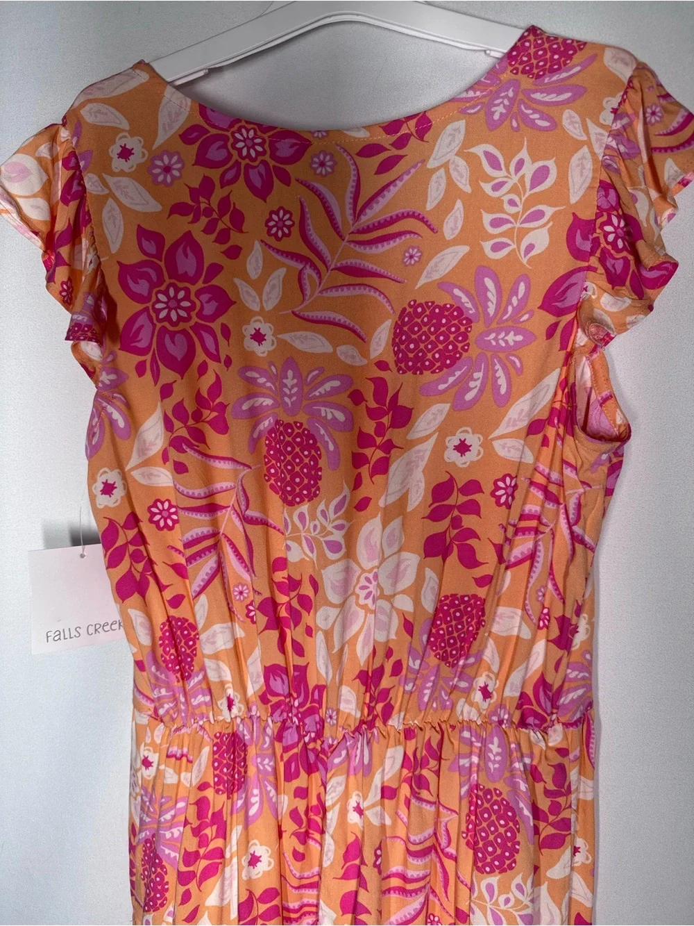 ❤️3/$30 NWT Falls Creek Girls Tropical Pineapple Tiered Romper Sz L 10/12